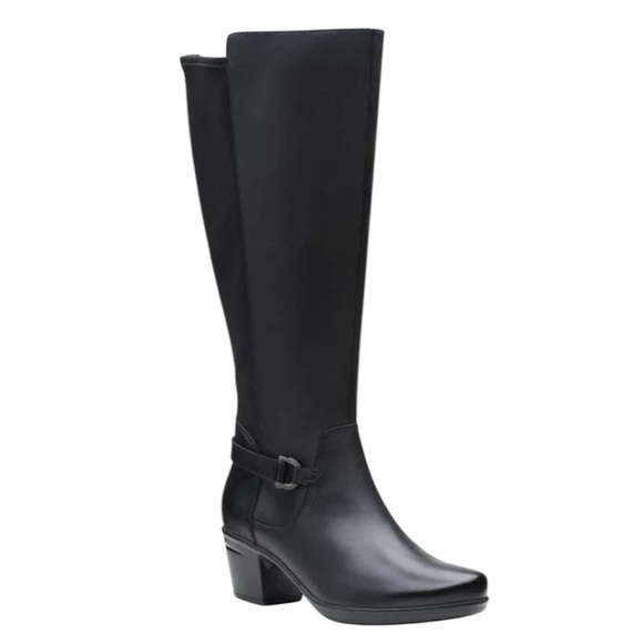 Clark’s - NWOB Emsile Black Knee-High Riding Boots Sz 10 - Picture 1 of 10